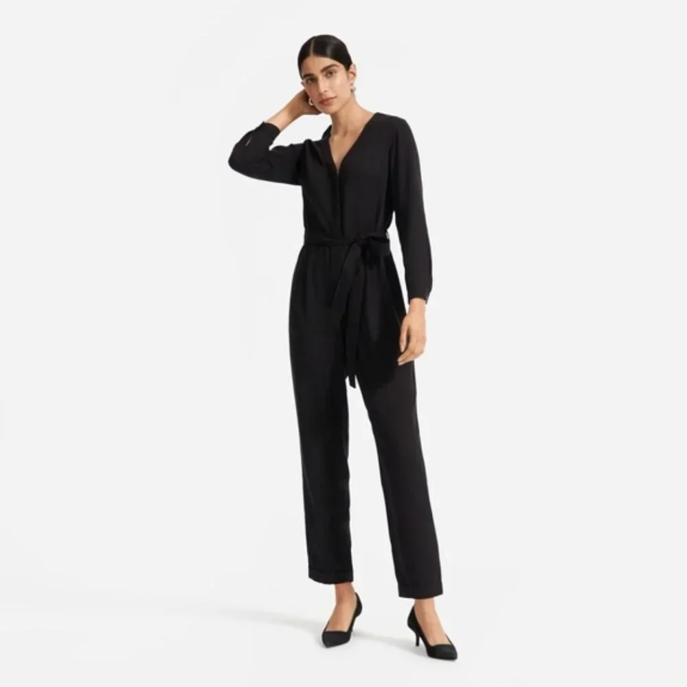 Everlane | The Drape Utility Jumpsuit Solid Black 100% Lyocell | Size 8